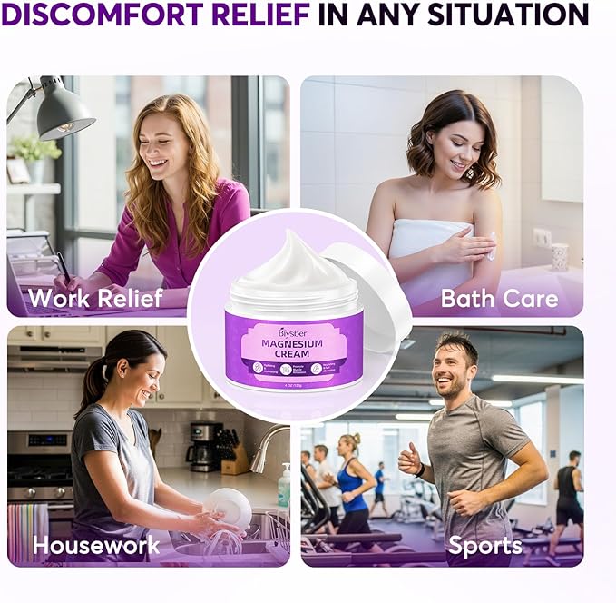 Topical Magnesium Lotion Cream for Sleep: Natural Magnesium Body Butter for Sweet Sleep/Leg Cramps/Feet/Arms/Muscle Pain Relaxation - Calm Moisturizing Day & Nighttime Cream for Women and Men 4 oz
