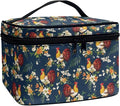 JoyLamoria Chicken Floral Toiletry Bag Case Durable Cosmetic Bag Makeup Box Zipper Pouch