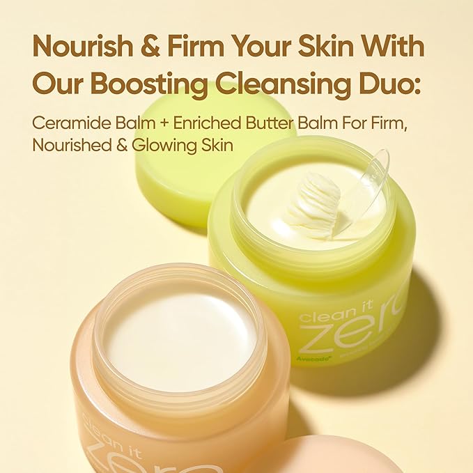 BANILA CO Clean it Zero Barrier Boosting Balm Duo | Enriching Butter & Firming Cleansing Balms for Dry & Sensitive Skin | Hydrating & Skin Barrier Repair (Pack of 2 travel sized balms, 50ml each)