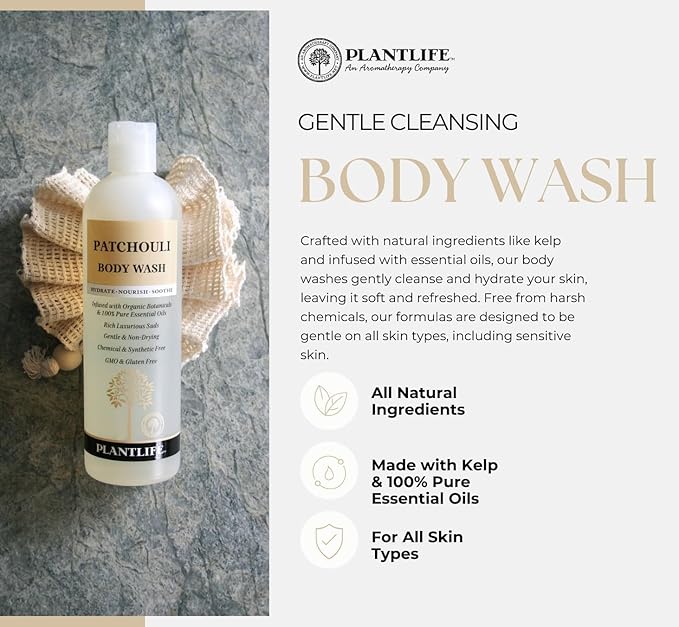 Plantlife Lavender Body Wash - GMO and Gluten Free Gentle and Moisturizing Body Wash That Contains Only Ingredients Straight from Nature - Manufactured in the USA 14 oz