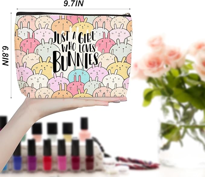 Cute Bunnies Makeup Bag Bunny Gifts Cosmetic Travel Bag Bunny Accessories Decor Stuff for Animal Bunnies Lovers Women Breeder Coworker Girls Best Friend Funny Skincare Bags for Christmas Birthday