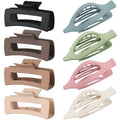 Hair Clips for Women 4.3 Inch Large Hair Claw Clips 8 pcs Square Claw Clips & Flat Hair Clips for Thick or Thin Hair French Concord Hair Barrettes Alligator Hair Accessories for Women (Light Colorful)