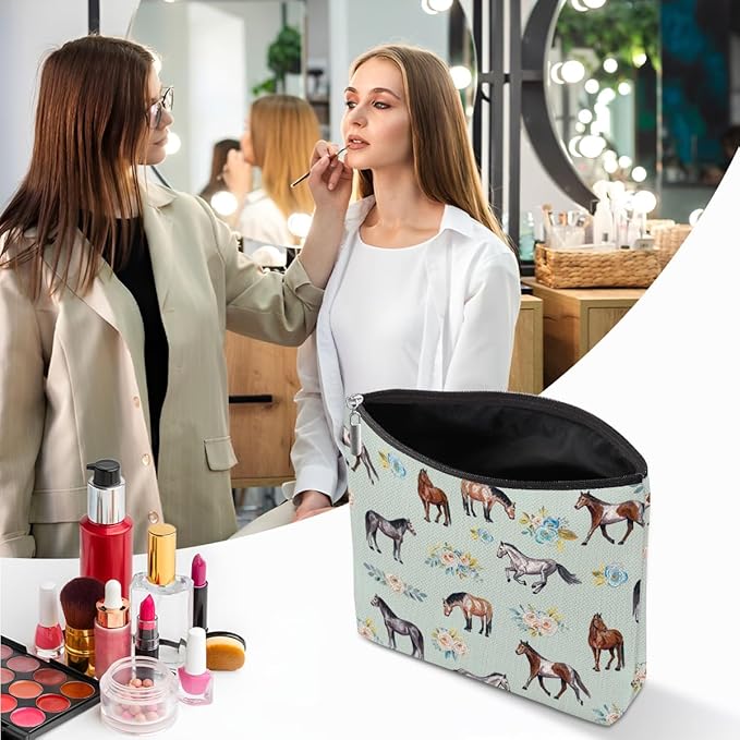 Horse Gifts Makeup Bag Cosmetic Bag Travel Pouch, Animal Lovers Gifts for Horse Lovers Women Girls Daughter Sisters Coworker Best Friend Friendship Graduation Birthday