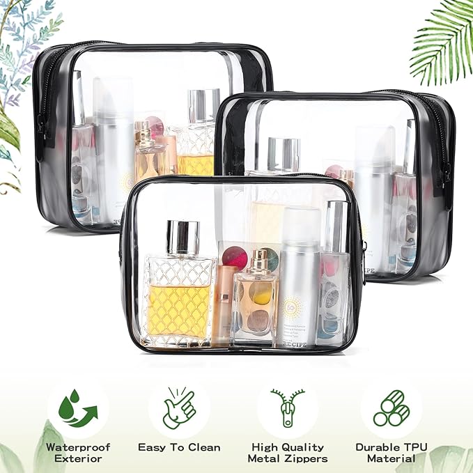 Weewooday 12 Pieces Clear Makeup Bags Cosmetic Storage Bags PVC Zipper Pouches Travel Waterproof Makeup Plastic Case for Women Organizing Toiletries Traveling Bathroom