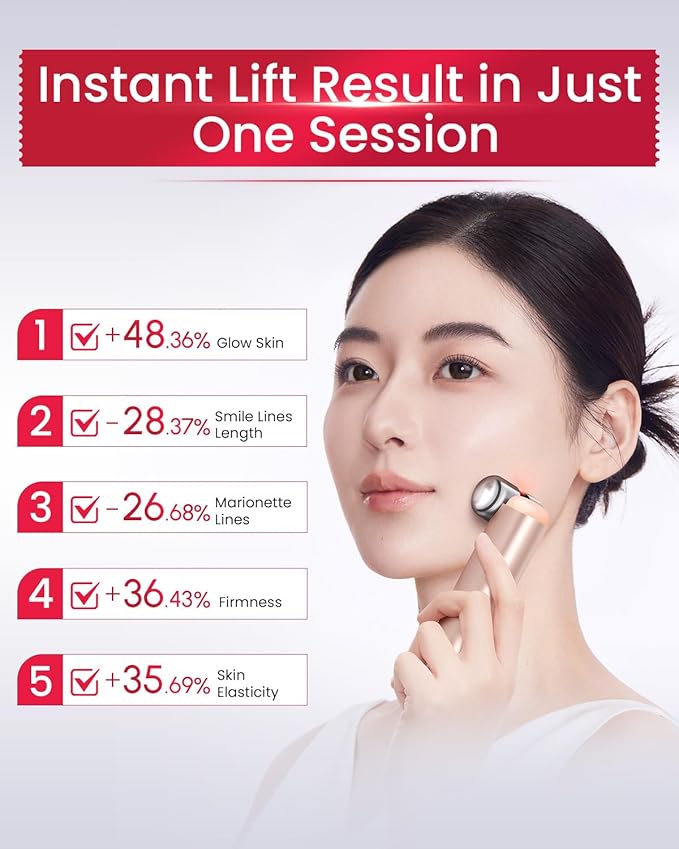 AMIRO HydraGlow Booster Facial Device, Red Light & Microcurrent + PDRN Serum Kit, Skin Firming & Radiance Enhancing, 1 Facial Massager & 30 * 0.04OZ PDRN Serum
