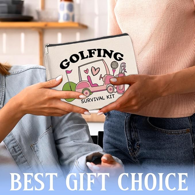 Golf Gifts Makeup Bag for Women, Inspirational Gifts for Golfers Friendship Birthday Golf Lover Gift for Her Female Friend Cosmetic Bag with Zipper Travel Toiletry Pouch for Purse