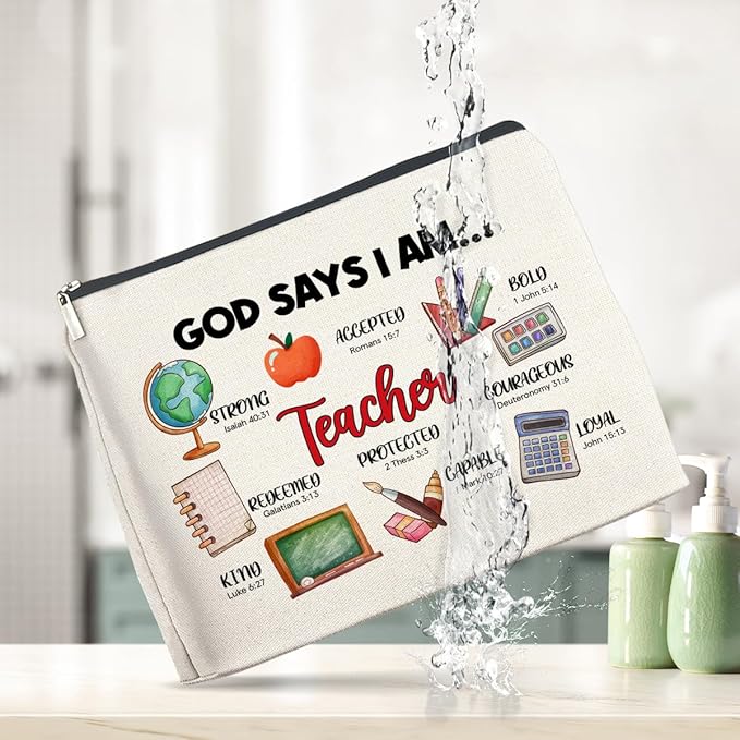 YeleY Cosmetic Case - Multipurpose Makeup Bag for Women - Waterproof Zipper Pouch - Bible Verses Design