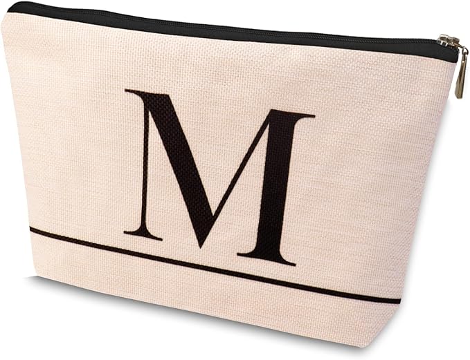 Letter A-Z Initial Personalized Makeup Bags, Birthday Gifts for Women, Monogrammed Gifts for Women Mom Sister Best Friend Bride Bridesmaid, Mothers Day, Christmas, Small Travel Cosmetic Bag (M)