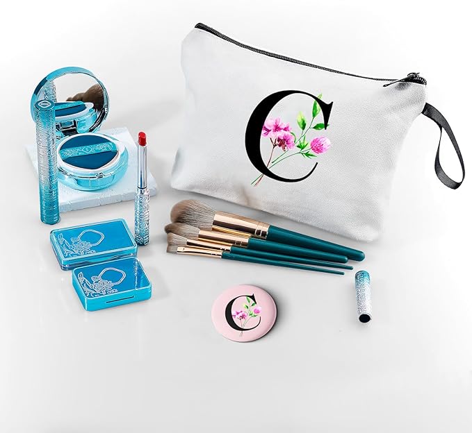 Happy Birthday Friendship Womens Bridesmaid Coolest Gifts for Sister Teacher Coworkers Personalized Travel Makeup Cosmetic Bag with Mirror Valentines Mothers Day Christmas Graduation C