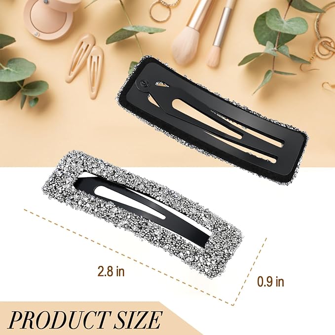 Rhinestone and Crystal Hair Clips 2-Pack, Sparkly Barrettes & Elegant Bling Accessories for Women & Girls(Set9)