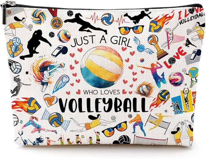 Christmas Thank You Gifts, Volleyball Gifts for Women Volleyball Makeup Bag Cosmetic Bag Toiletry Bag Zipper Pouch for Women Sister Friend Volleyballs Lover Teacher Coach Birthday Friendship