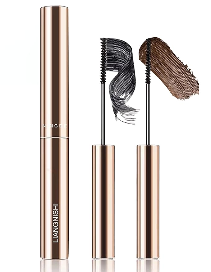 Black & Brown Mascara for Fine Short Lash & Older Women & Mulit-layered Lashes, Ultimate Length Volumizing Lower Bottom Lashes Mascara, Ultra-Precise Slim Adjustable Brush to Any Angle, Smudge-proof