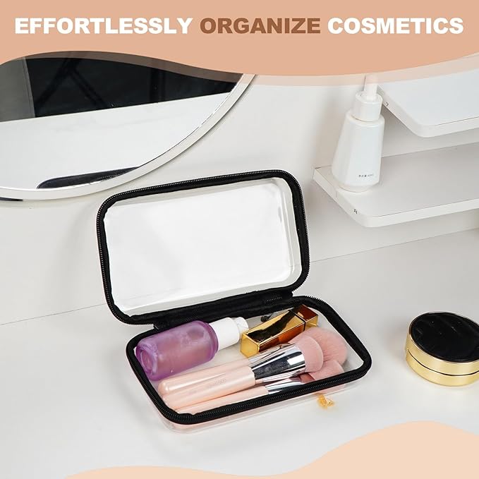 3pcs Clear Hard Shell Zipper Case, Transparent Hard Plastic Zipper Pouches, Portable Travel Organizer, Clear Toiletry Bag, Craft and Arts Organizer, Toy Storage Bins, Stackable Hard Side Plastic Case