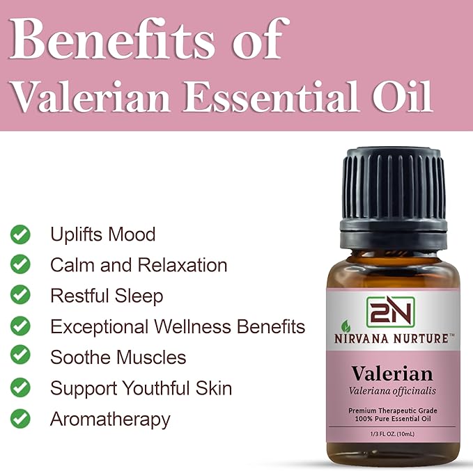 Valerian Essential Oil 100% Pure Premium Therapeutic Grade, Undiluted - Aromatherapy Diffuser for Calm and Relaxation, Skin Care, Hair Care