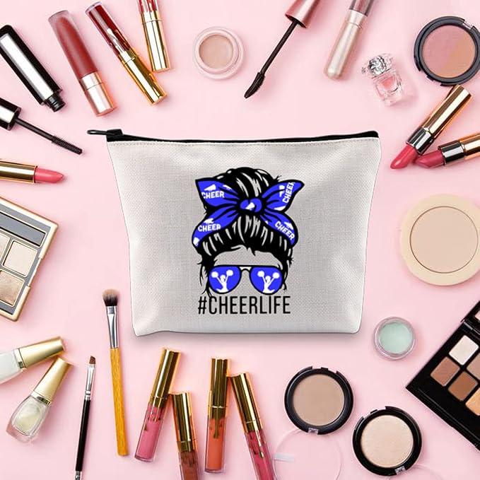 TOBGB Cheer Life Makeup Bag Cheerleader Gift Cheer Cosmetic Bag Cheerleading Gift Coach Gift Cheer Mom Gift (Cheer Life Bag)