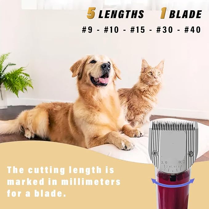 Audoc 5 in 1 Blades Adjustable Dog Grooming Replacement Blades Compatible with Wahl Animal Clipper Arco, Bravura, Chromado, Creativa, Figura, and Motion Pet, Dog, and Horse (Silver/2PC)