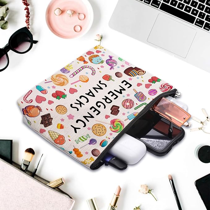 Snack Bags, Emergency Food Bag Packing Cubes for Women Trip Gifts Favors Travel Bag Essentials, Emergency Snacks Gifts for Her Makeup Cosmetic Bag Pouch Purse