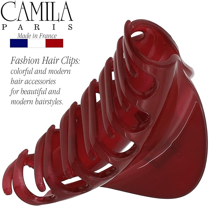 Camila Paris CP2529 French Hair Clip for Women for Thick Hair for Long Curly Wavy Hair, Red, Girls Hair Claw Clips Jaw Styling Hair Accessories for Women, Strong Hold No Slip Grip, Made in France