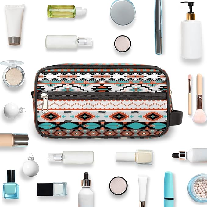 Aztec Ethnic Aztec Geometric Travel Toiletry Bag for Women Men Organizer Cosmetic Makeup Bag Waterproof Lightweight Shaving Bag Dopp Kit Large Capacity for Toiletries and Shaving Accessories