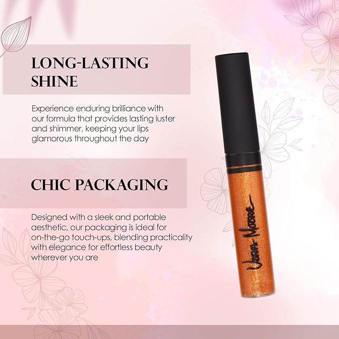 Vera Moore Lip Gloss, Moisturizing Lip Color with Shimmer for Long Lasting Shine, Lightweight Lip Stain, Girls Non-Sticky Lip Gloss with Aloe Vera, W/Vitamin C, E (Topaz, One Size)