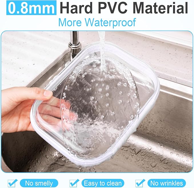 Sanwuta 6 Pcs Clear Hard Zipper Case Hard Plastic Zipper Pouches Makeup Bag Pencil Pouches Transparent Cases for Snacks Plastic Storage Organizer Box for Travel(Assorted Color,7.87 x 5.9 x 2 Inch)