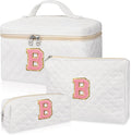 Initial Makeup Bag, Personalized Monogram Cosmetic Bag Set, Large Make up Bags | Travel Toiletry Bag | Makeup Bag for Girls Teen Girl Friend Sister Wife Girlfriend Gifts Daughter (Letter B)