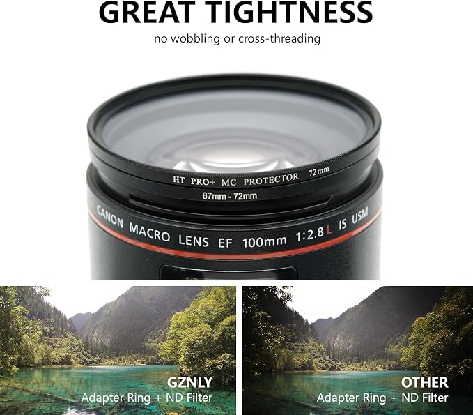 49mm to 55mm Step-up Adapter Rings Filter Adapter Black Metal Step Down Filter - Image 6