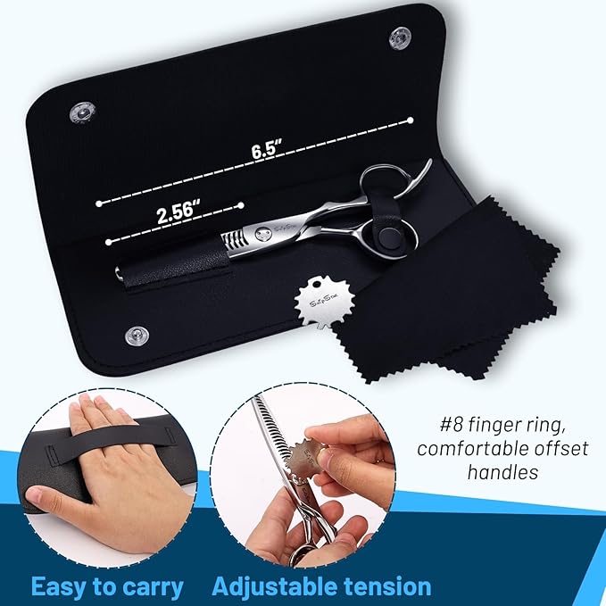 6.5" Professional Thinning Shears for Hair Cutting with CNC Tech, 440C Steel Sharp Hair Thinning Scissors, Convex Blades, Teeth Texture Texturizing Shears for Women Men Salon Stylist Home Hairdressing