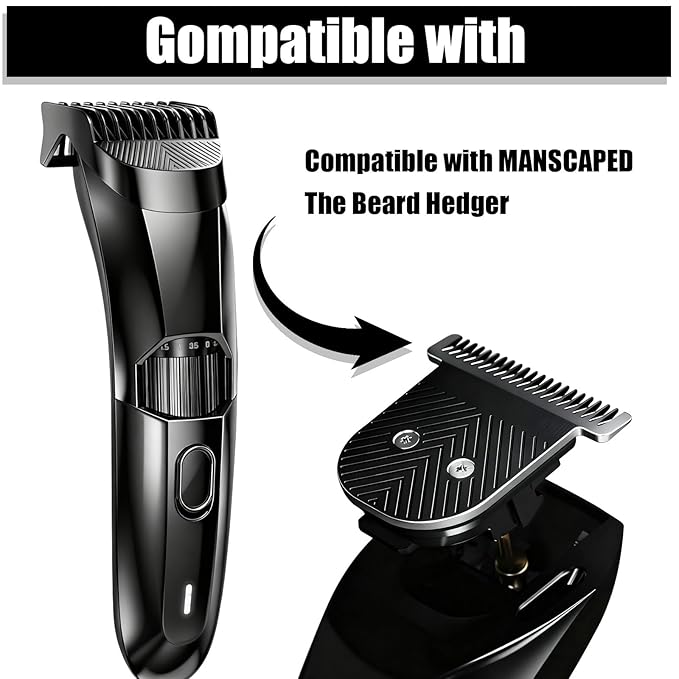 Premium Stainless Steel T Blade Replacement for MANSCAPED The Beard Hedger Replacement SkinSafe Trimmer Blade for Precision Facial Hair Trimming (Black-2)