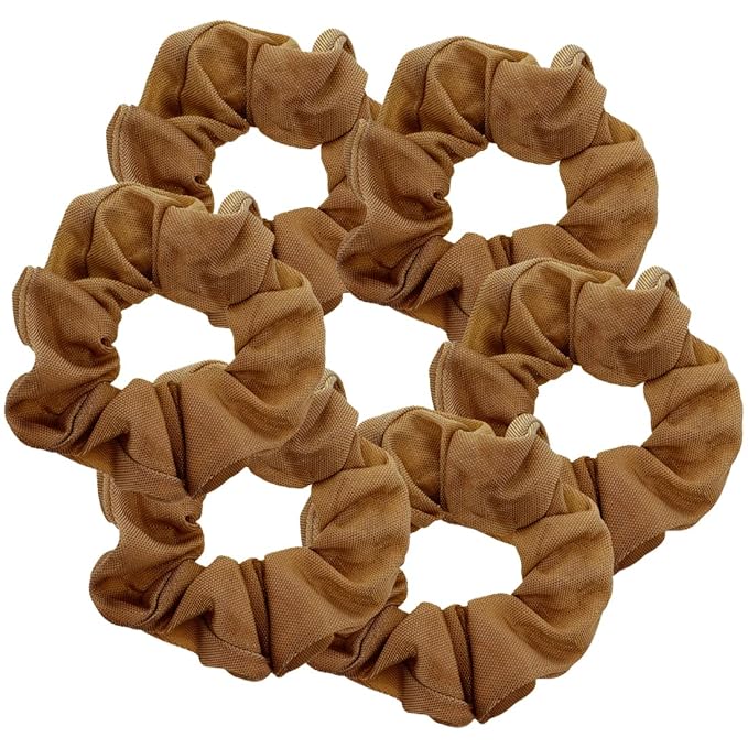 Large Solid Scrunchie - Set of 6 - Tan