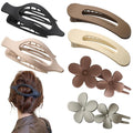 6 PCS Flat Hair Clips, French Lay Flat Claw Clips for Women Girls, 3 Styles Strong Hold Non-slip Matte Hair Claws for Thin Thick Hair(Black&White)