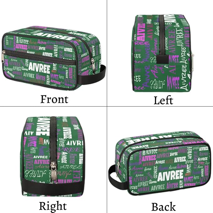 Customized Travel Makeup Toiletry Bag, Waterproof Large Cosmetic Bag Makeup Shaving Bag Organizer Case, Deep Forest Green Background