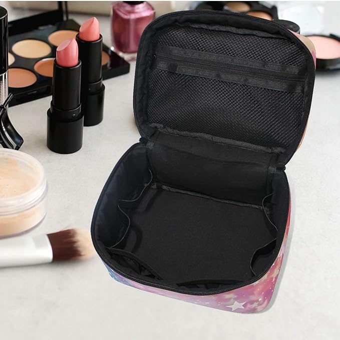 MNSRUU Makeup Bags, Starry Sky Makeup Organizer Bags Toiletry Bag Box Travel Cosmetic Bag Make Up Train Case for Women Teen Girl Ladies