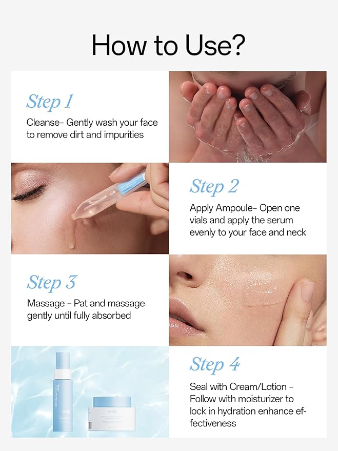 WNP 3% 4D Hyaluronic Acid Serum Ultra Hydrating Serum Smoother Skin|Pre-makeup SkinCare|Anti-Aging serum for face Single-Use Vials Skincare for Dry&Sensitive skin(1.2 ml)*30