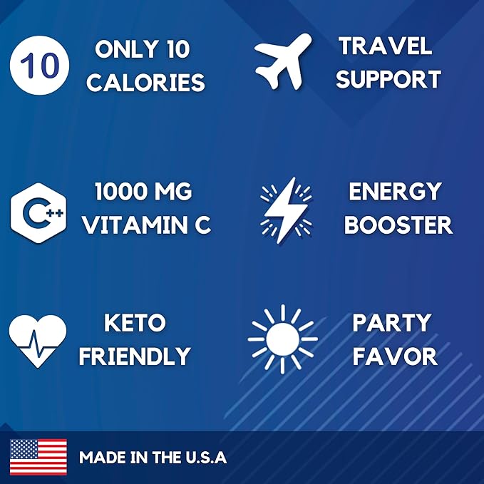 HydroMATE Electrolytes Powder Drink Mix Packets Hydration Accelerator Low Sugar Party Favors for Relief Rapid Recovery Vitamin C Plus Caffeine Variety Pack 90 Count