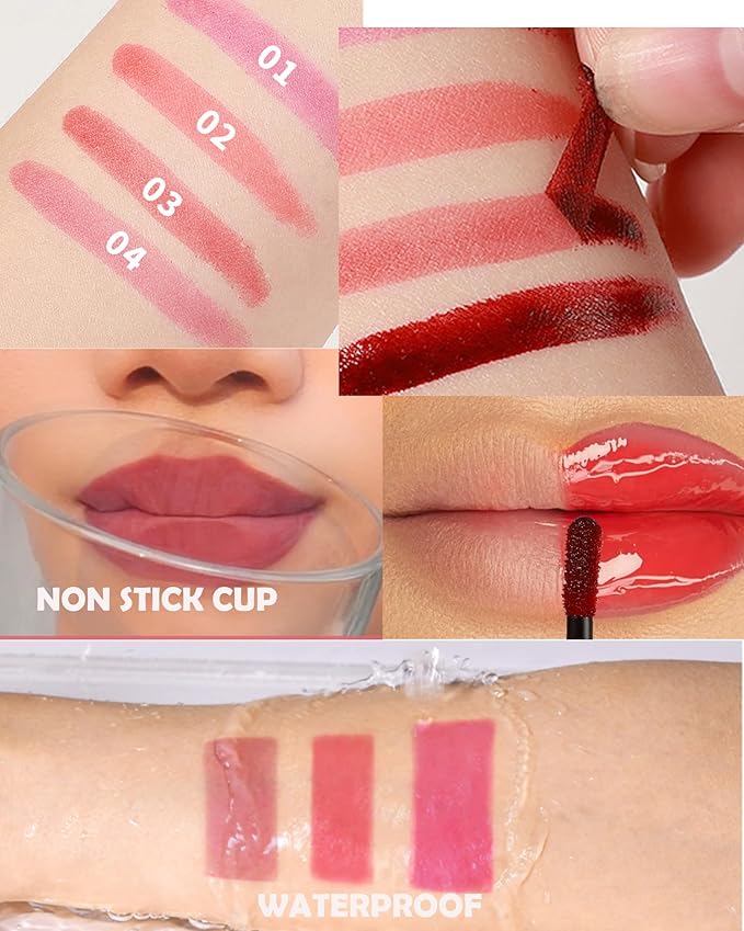 Peel Off Lip Stain Tattoo Lip Gloss, Pink Matte Lip Liner Stain Peel Off Waterproof Long Lasting,Highly Pigmented Transfer-Proof Lips Tint Stains Non-Stick Tinted Liquid Lipstick Makeup for Women-01
