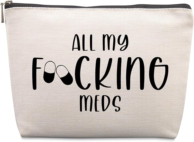 Funny Med Bag for Traveling, Funny Medicine Bag Makeup Bag Gifts Dental Gifts Nurse Assistant Gift Pill Bags Medicine Pouch for Travel, Med Bags Storage for Women Patient Gift