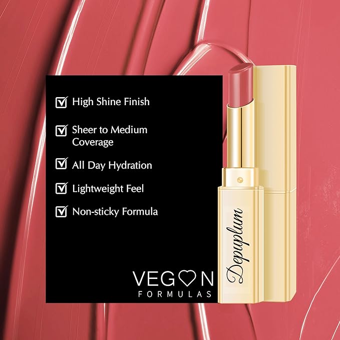 Pink Lipstick for Women Hydrate Glossy Lipstick Moisture Lip Gloss Sheer-Medium Coverage ShineTinted Lip Balm for Dry Lips,DM96 Dusty Pink