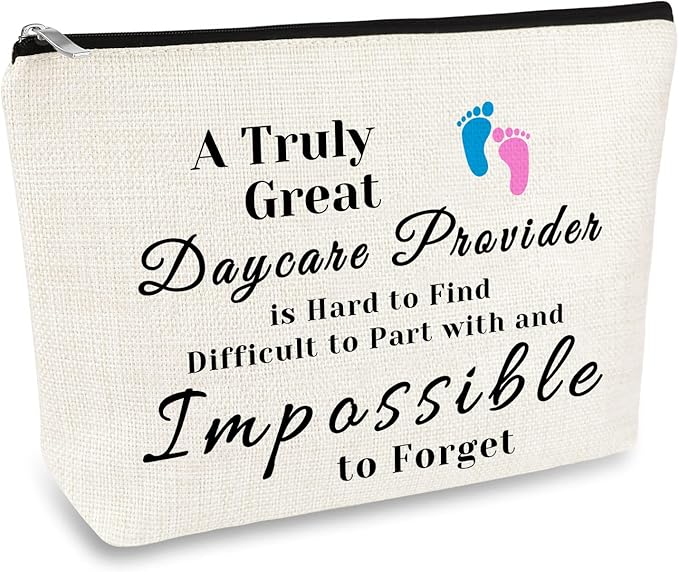 Daycare Provider Gift Makeup Bag Daycare Teacher Appreciation Gifts Caregiver Gifts for Women Babysitter Cosmetic Bag Thanksgiving Christmas Gift for Daycare Provider Teacher Travel Toiletry Bags