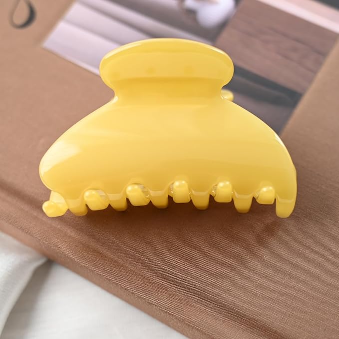 Handmade Celluloid Acetate French Design Barrettes Tortoise Shell Claws Hair Claw Luxury Fashion Accessories Hair Clip for Women (yellow)
