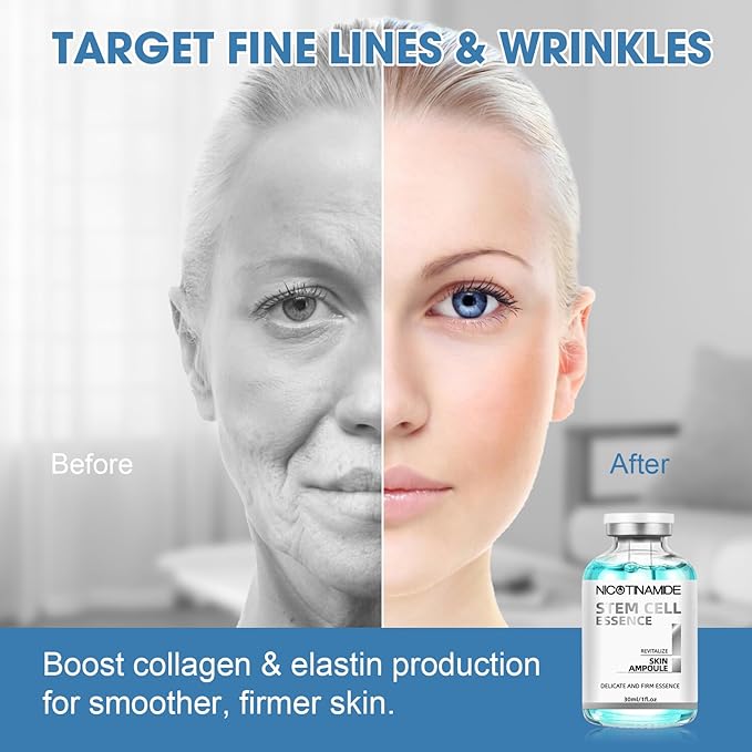 Stem Cell Serum for Face, 2 Pcs Microneedling Serum Ampoule for Anti-Aging, Wrinkle & Scar Removal, Hydrating Facial Serum to Use with and Without Micro Needling for Smooth, Rejuvenated Skin
