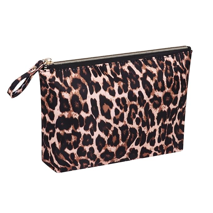 Makeup Bags for Purse Zipper Cosmetic Pouch Large Travel Make Up Organizer Tool Pouch for Women, Leopard
