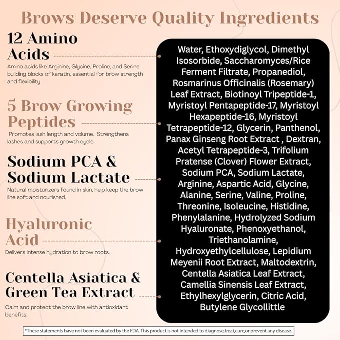Eyebrow Growth Serum – with Biotin & Peptides – Regrow Eyebrow Hair – Nourishing Formula for Thicker, Fuller, Natural-Looking Brows – Vegan, Cruelty-Free – Made in USA – 5 ml