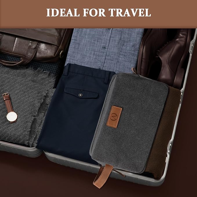 Janhavi Gifts for Him,Waterproof Toiletry Bag For Shower Caddy, Personalized Initials & Wheat Ear, Makeup Organizer Travel Bag, Men's Accessories Case, Mens Travel Bag Toiletry (Dark Grey F)