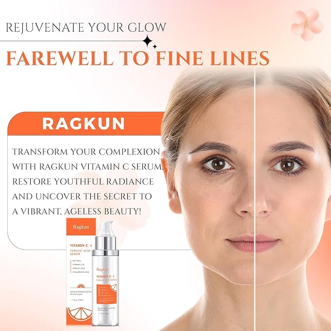 20% Vitamin C Serum, Retinol Serum for Face, Dark Spot Remover for Face, CE Ferulic Acid, Hyaluronic Acid, Hydrate & Plump Skin Care Anti Aging Wrinkle Brightening Skincare -1 Fl Oz.