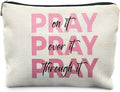Pink Christian Makeup Bag, Pray On It Pray Over It Bible Verse Cosmetic Bags for Women, Trendy Girly Christian Makeup Pouch, Religious Gifts Zipper Pouch