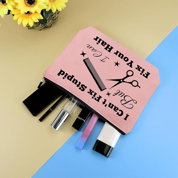 Hairdresser Gifts Hair Stylist Makeup Bag Hair Dresser Cosmetic Bags for Women Hairstylist Funny Gift for Hairdresser Purple Cosmetic Pouch Travel Makeup Case Christmas Graduation Birthday Present