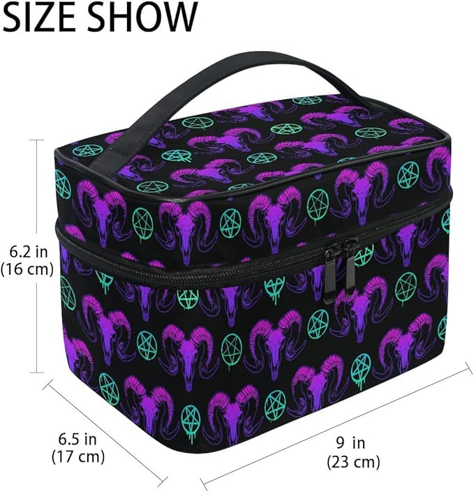 Makeup Bags, Goth Skull Makeup Organizer Bags Toiletry Bag Box Travel Cosmetic Bag Make Up Train Case for Women Teen Girl Ladies