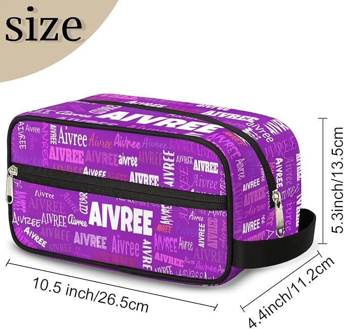 Personalized Makeup Bag with Name, Best Friends Teen Women Mom Birthday Gift Toiletry Travel Bag for Toiletries, Bright Purple Solid Color Background