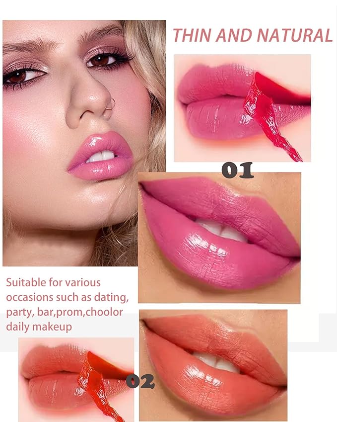 Peel Off Lip Stain Tattoo Lip Gloss, Pink Matte Lip Liner Stain Peel Off Waterproof Long Lasting,Highly Pigmented Transfer-Proof Lips Tint Stains Non-Stick Tinted Liquid Lipstick Makeup for Women-01